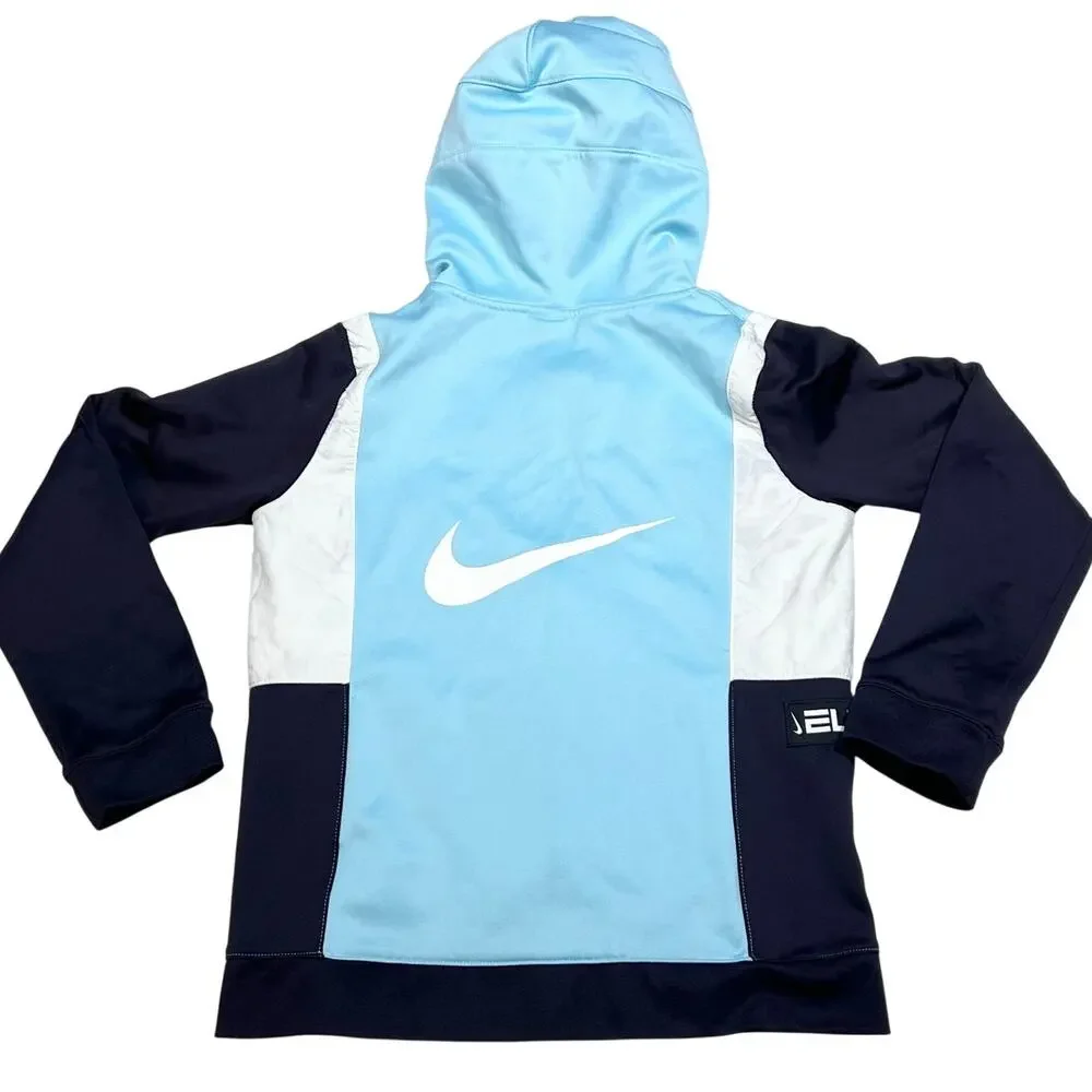 Nike Therma-FIT Elite Big Kids Large Full-Zip Basketball Hoodie Black White Blue